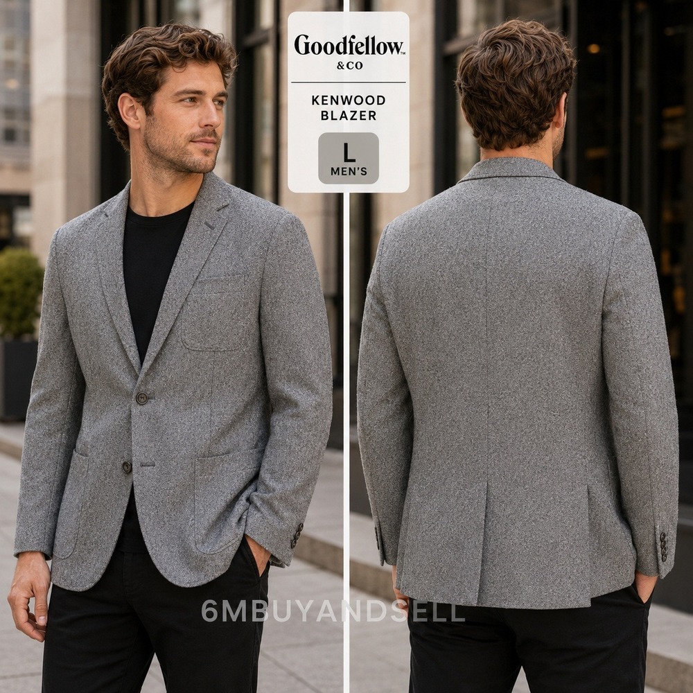Goodfellow & Co Kenwood Blazer Mens Large Gray Cotton Textured Sport Coat Jacket
